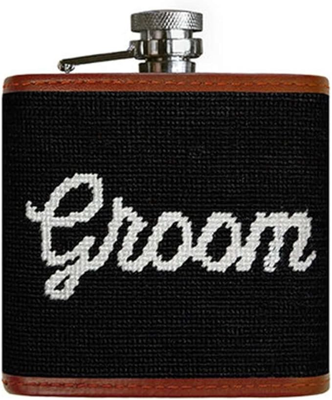 Groom Needlepoint Flask in Black by Smathers & Branson | Amazon (US)