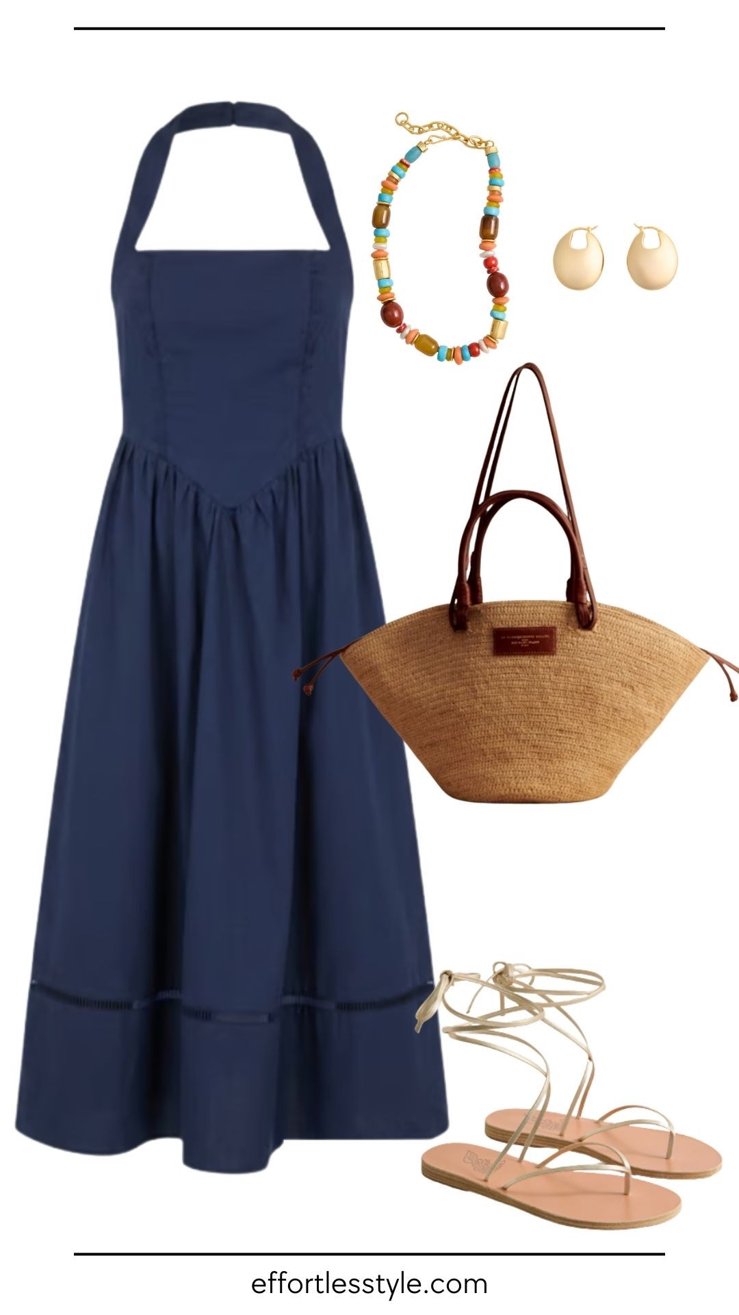 Classic with a fresh summer feel. This navy dress paired with a raffia tote, gold sandals, and a few fun accessories creates an effortless look that's easy to dress up or down. Sharing all the details along with more fashion finds for women, all linked here.

#LTKootd #LTKgrwm #LTKdayinmylife