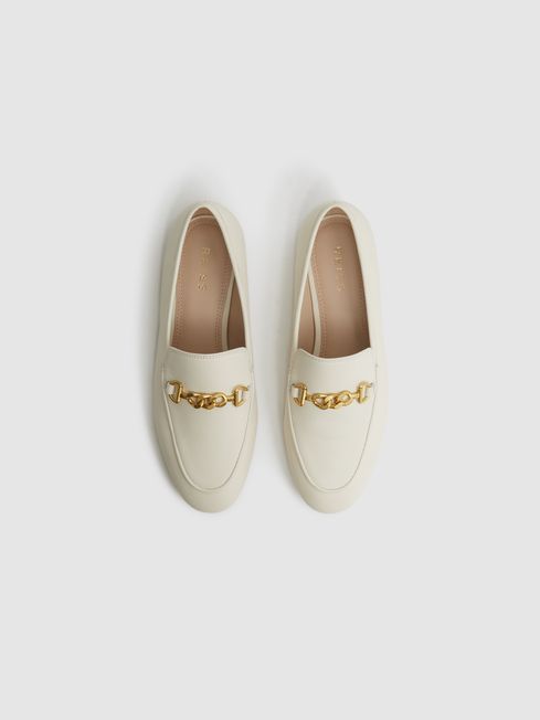 Reiss Off White Evan Chain Detail Loafers | Reiss UK