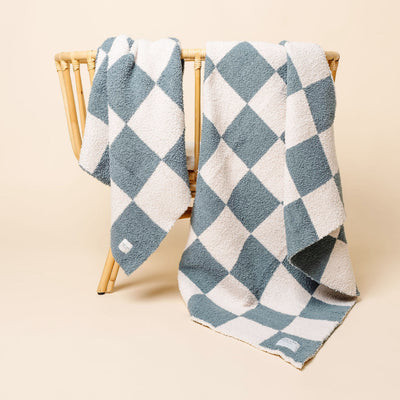 Chenille Blanket - Ocean Check - Small & Large | Lou Lou & Company