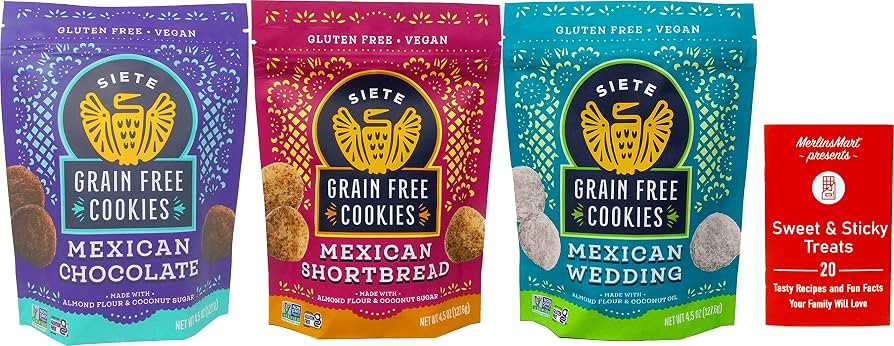 Siete Gluten Free Mexican Cookies 3 Flavor Variety - (1) Each: Chocolate, Shortbread, Wedding (4.... | Amazon (US)