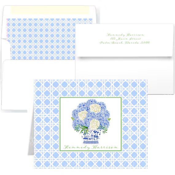 Personalized Note Cards  Custom Stationery  Blue Hydrangeas - Etsy | Etsy (US)
