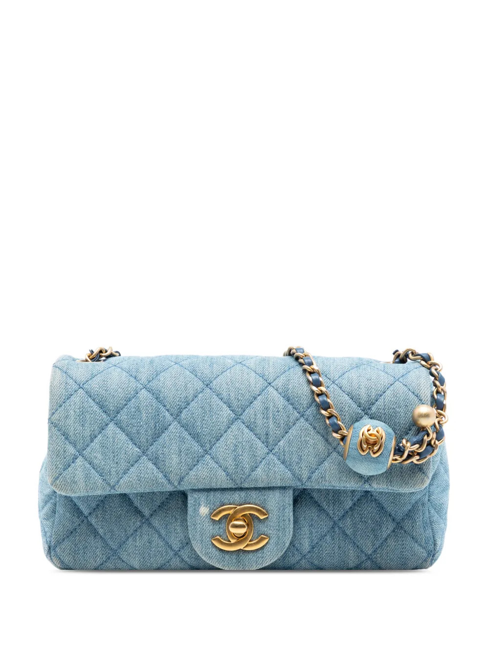 CHANEL Pre-Owned 2021-2026 Mini Rectangular Classic Denim Pearl Crush Single Flap Crossbody Bag |... | Farfetch Global