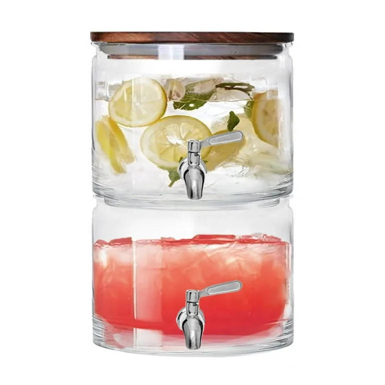 Better Homes & Gardens 240oz Stacking Glass Beverage Dispenser with Acacia Wood Lid | Walmart (US)