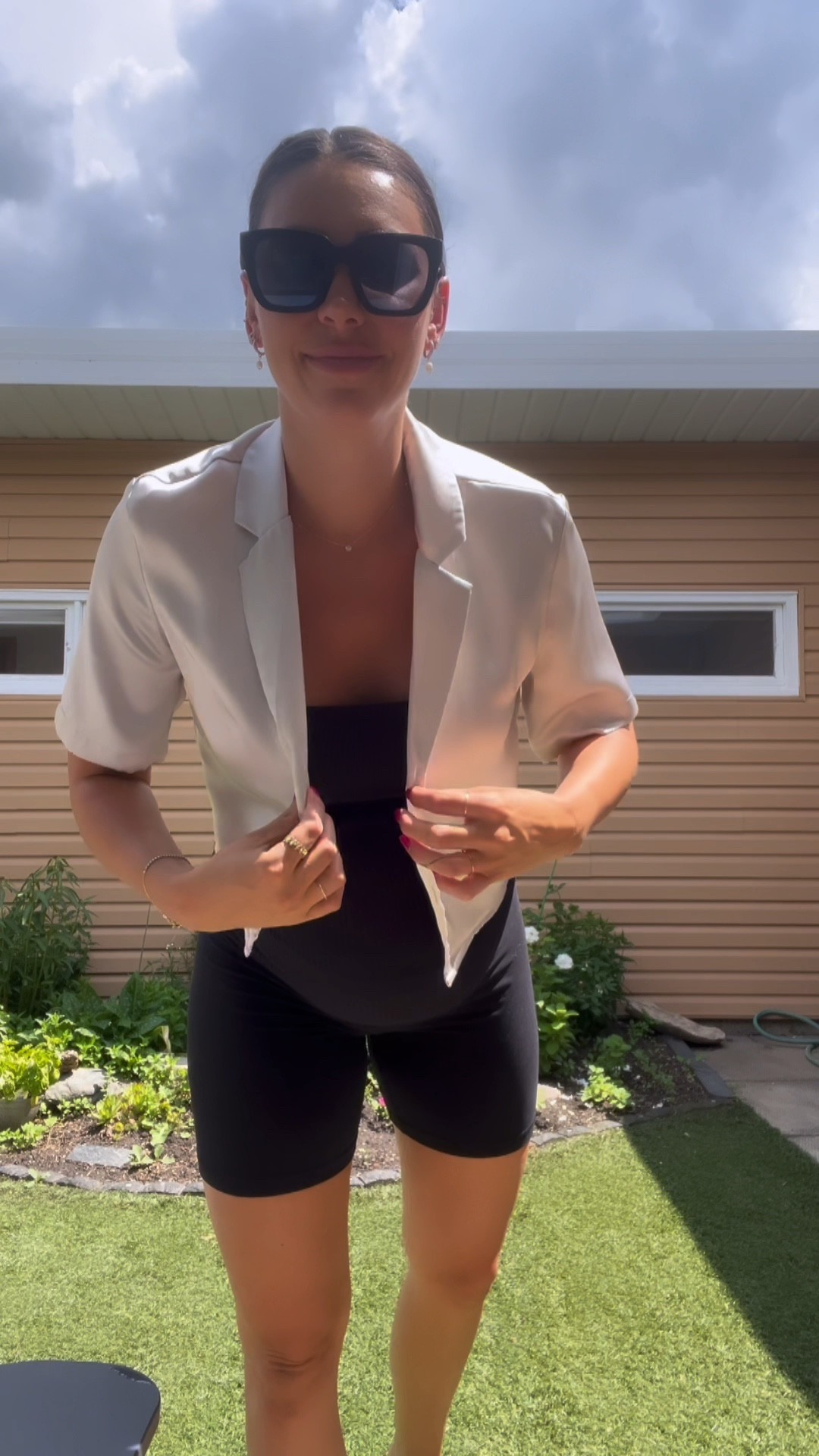 Love dressing up a simple black outfit with this cute silk top from aritzia ❤️ buttery soft 5” shorts are also from aritzia

#LTKStyleTip #LTKSummerSales #LTKBump