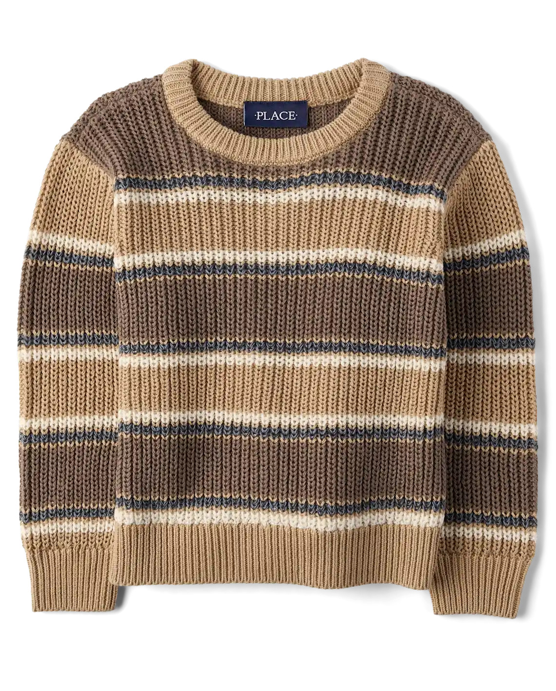 Baby And Toddler Boys Striped Chunky Sweater - tan | The Children's Place