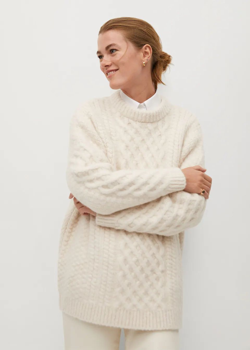 Contrasting knit long sweater | MANGO (UK)