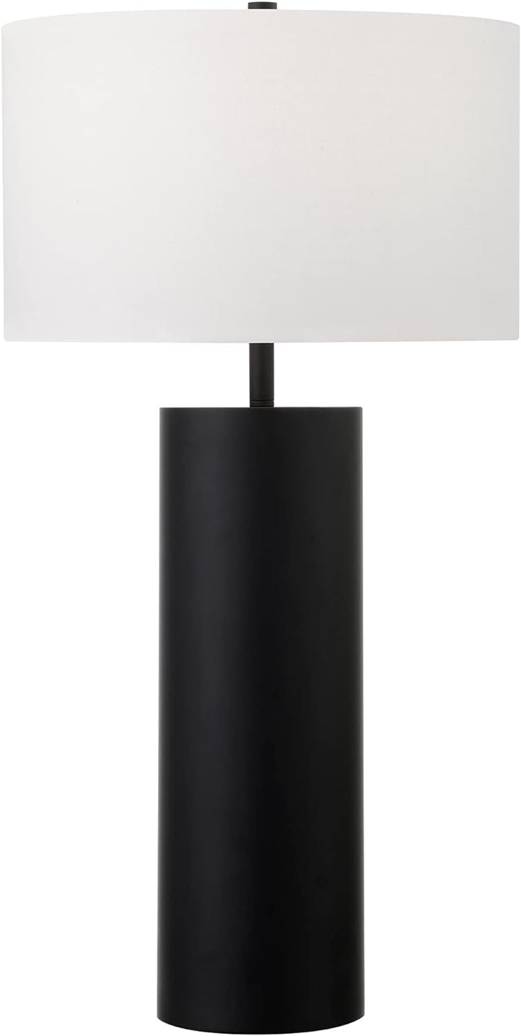 Henn&Hart York 29.5" Tall Table Lamp with Fabric Shade in Blackened Bronze/White, Lamp, Desk Lamp... | Amazon (US)