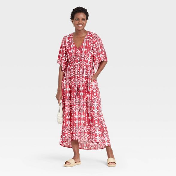 Women's Floral Print 3/4 Sleeve Dress - Knox Rose™ Red | Target