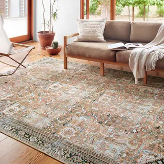 Alexander Home Sophia Printed Botanical Vintage Area Rug - 2'-3" x 3'-9" - auburn / multi | Bed Bath & Beyond