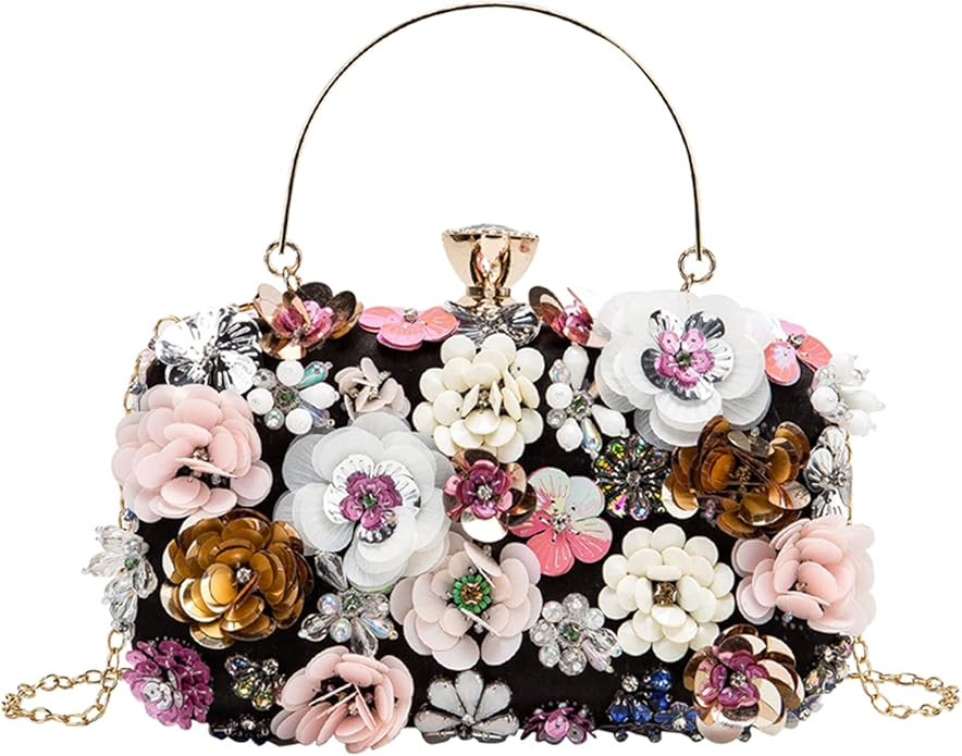 LETODE Flower Clutch Purse Evening Bag for Women Formal Party Handbag Chain Strap Shoulder Bag | Amazon (US)