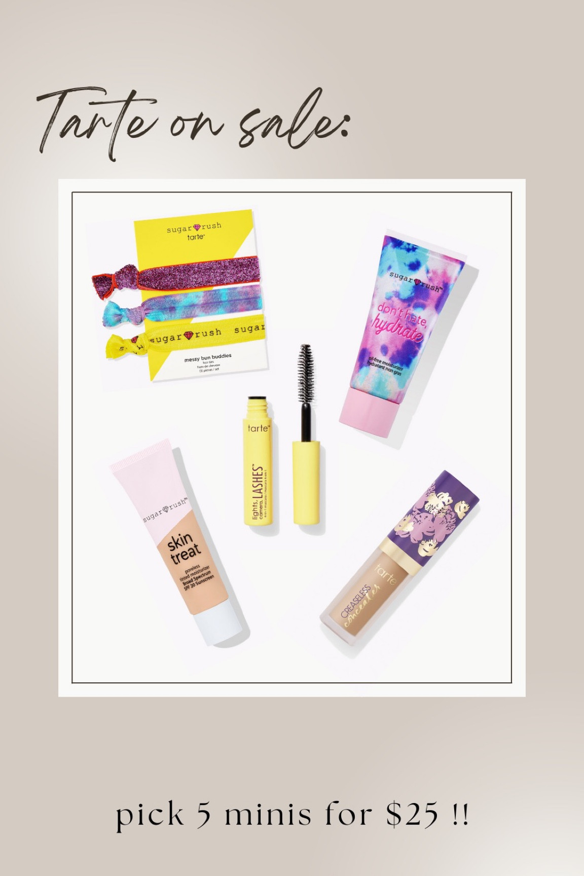 Tarte minis, 5 for $5 each!! These are my picks! Perfect for travel or trial. if you’ve been wanting to try shape tape, now’s your chance! 

#LTKunder100 #LTKtravel #LTKbeauty