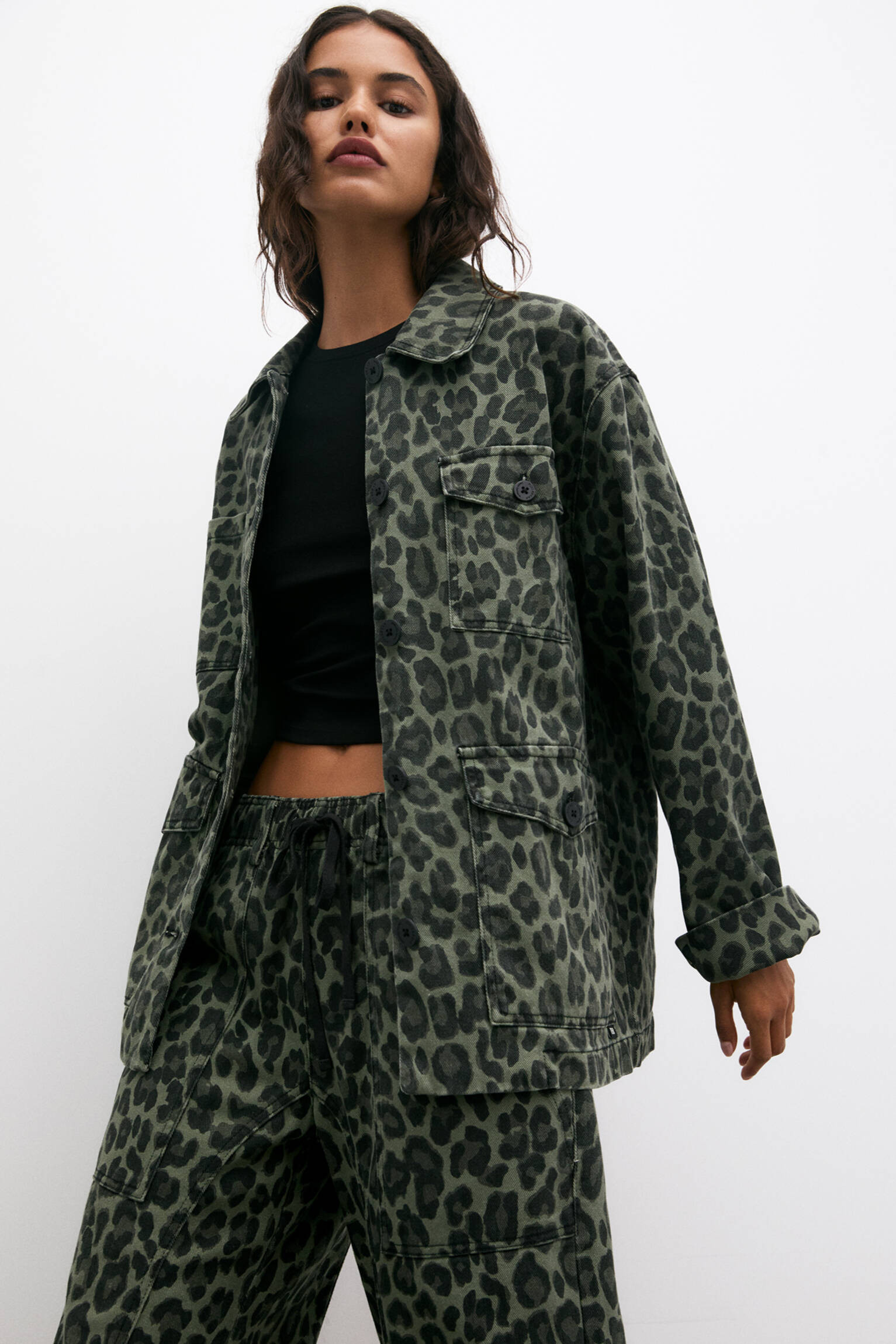 Leopard print worker jacket | PULL and BEAR UK