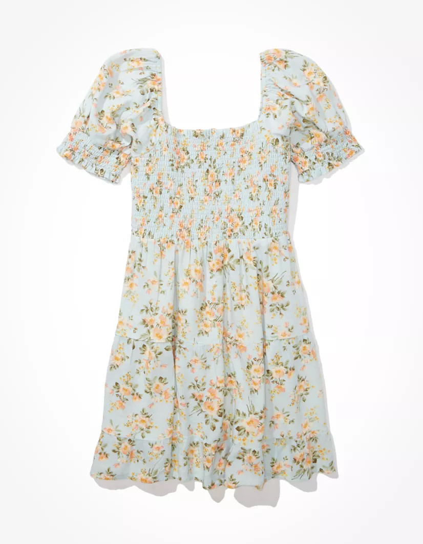 AE Picnic Pretty Puff-Sleeve Dress | American Eagle Outfitters (US & CA)