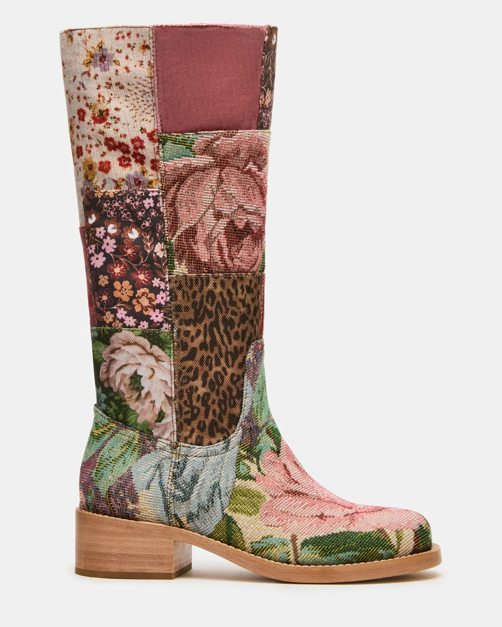 Steve Madden Women's Riggs Patches Knee High Boots - Floral Multi - Size 7.5 - Leather | Steve Madden (US)