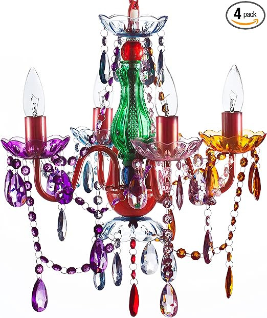 gypsy color The Original 4 Light Multicolor Hardwire Flush Mount Chandelier H17.5”xW15”, Red ... | Amazon (US)