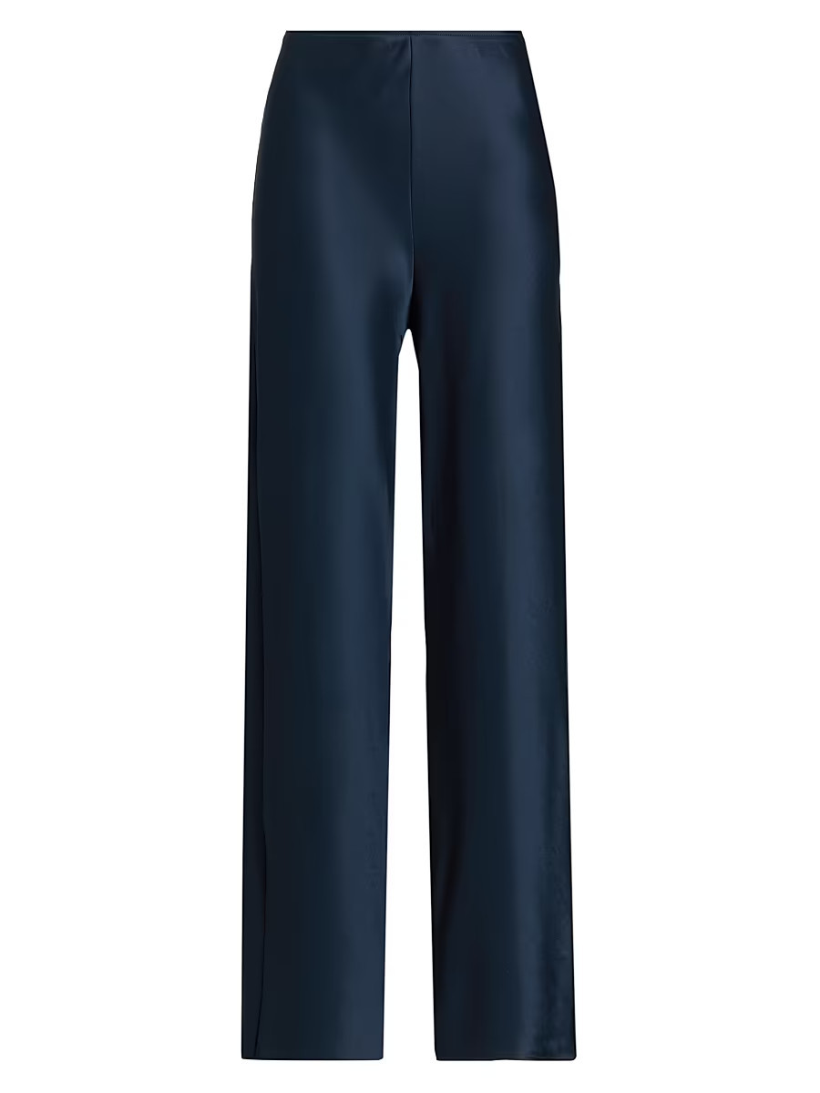Women's Gale Satin Mid-Rise Bias Pants - Midnight - Size XS | Saks Fifth Avenue