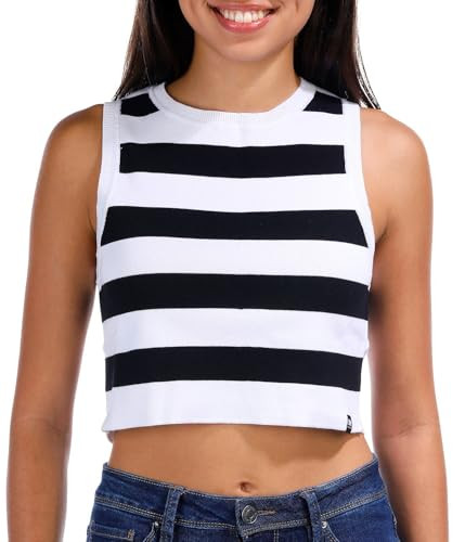 DKNY Women's Sleeveless Cropped Stripe Jeans Sweater | Amazon (US)