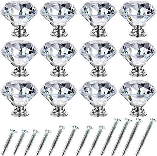 Drawer Knobs 12 Pack Crystal Dresser Knobs 30mm Glass Cabinet Knobs | Amazon (US)