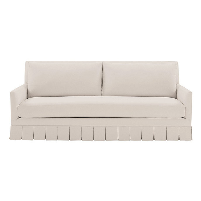 SK Mathes Upholstered Bench Seat Sofa with Box Pleat Skirt | Ballard Designs, Inc.