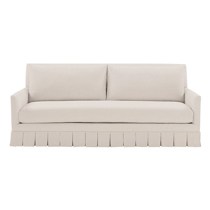 SK Mathes Upholstered Bench Seat Sofa with Box Pleat Skirt | Ballard Designs, Inc.