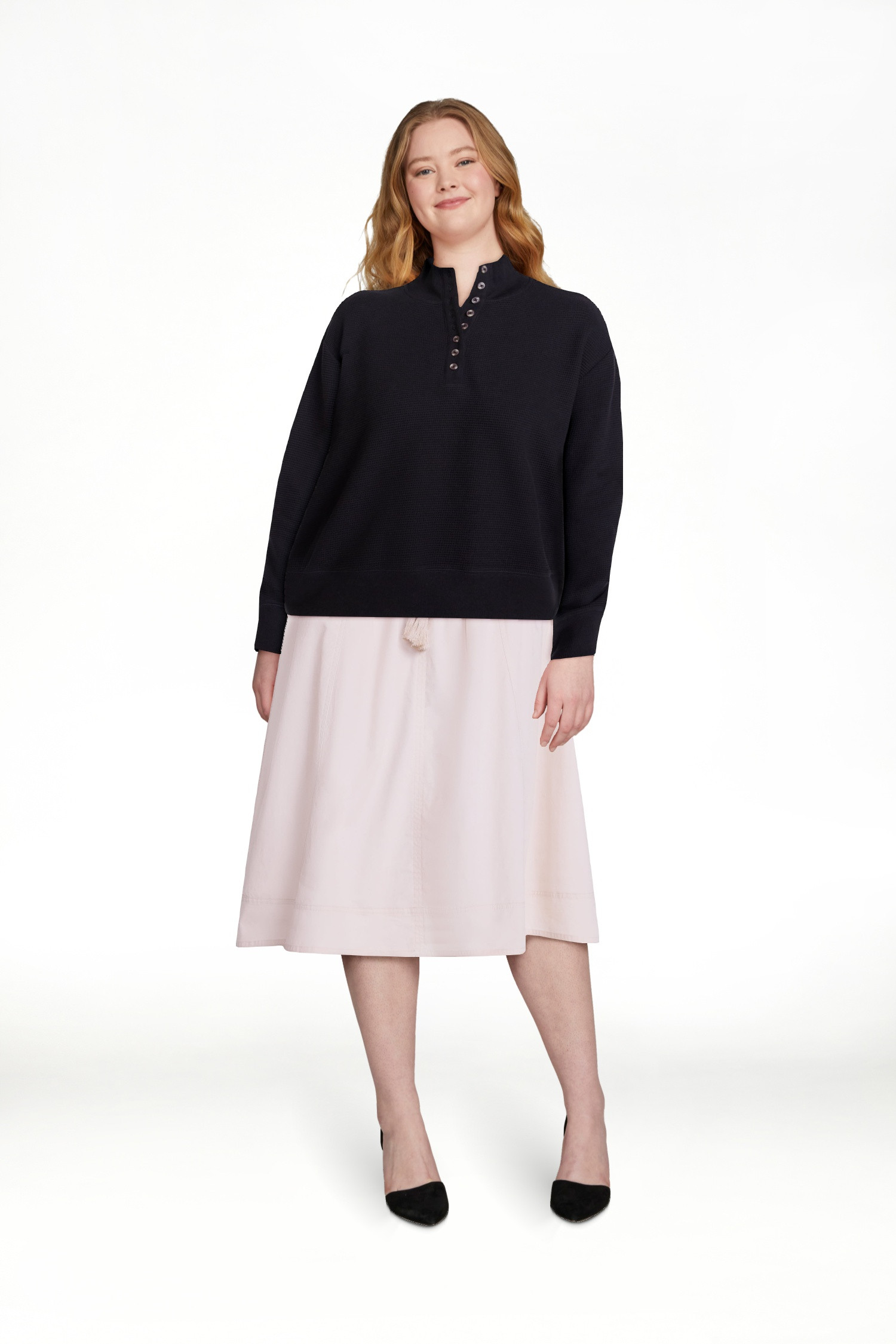 Scenario Women's and Women's Plus Waffle Knit Button Top with Long Sleeves, Sizes XS-4X | Walmart (US)