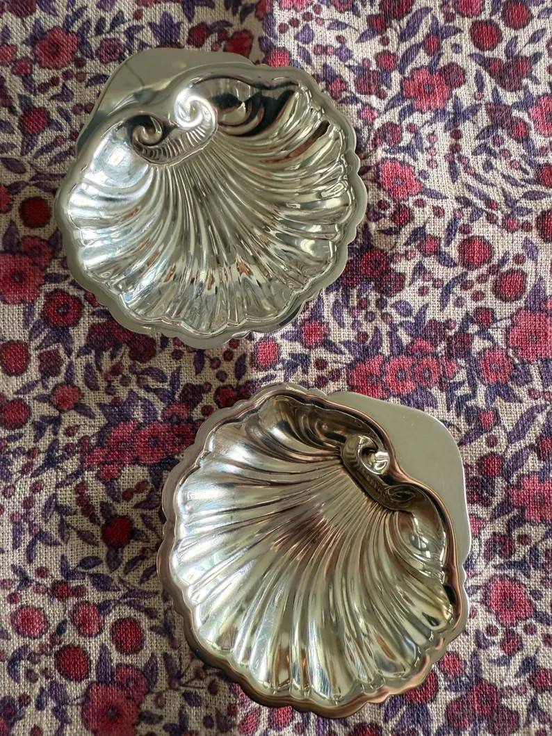 Silver Shell Salt Dish Pair - Etsy | Etsy (US)