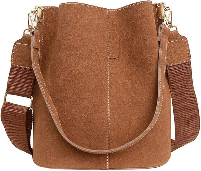 Hand Bag Retro High Capacity Bucket Bags Nubuck Leather Shoulder Bag For Women Designer Hand Bag ... | Amazon (US)