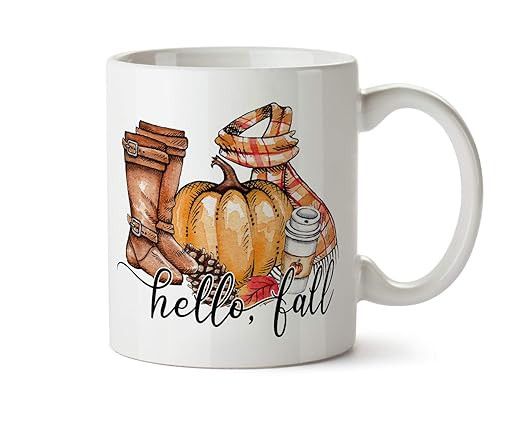 Hello Fall Autumn Pumpkin Spiced Latte Boots Scarf Halloween Gift Coffee Mug | Amazon (US)