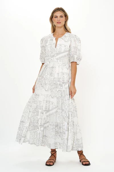 Puff Sleeve Maxi- Roma White | Oliphant Design