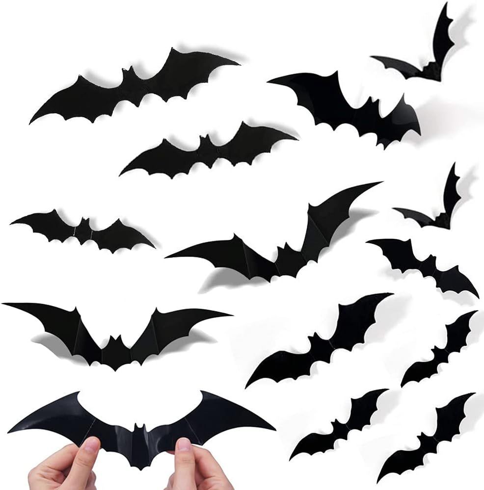 Halloween 3D Bats Decoration 81 PCS, Reusable PVC Scary 3D Bats Sticker Wall Sticker Decal for Ho... | Amazon (US)