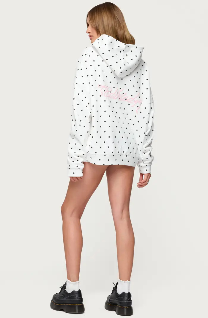 Chelsie Polka Dot Cotton Blend Hoodie | Nordstrom