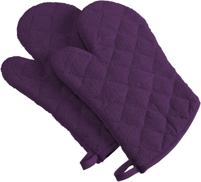 DII Basic Terry Collection 100% Cotton Quilted, Oven Mitt, Eggplant, 2 Piece | Amazon (US)