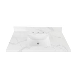 Home Decorators Collection 43 in. W x 22 in D Engineered Stone White Rectangular Single Sink Vani... | The Home Depot