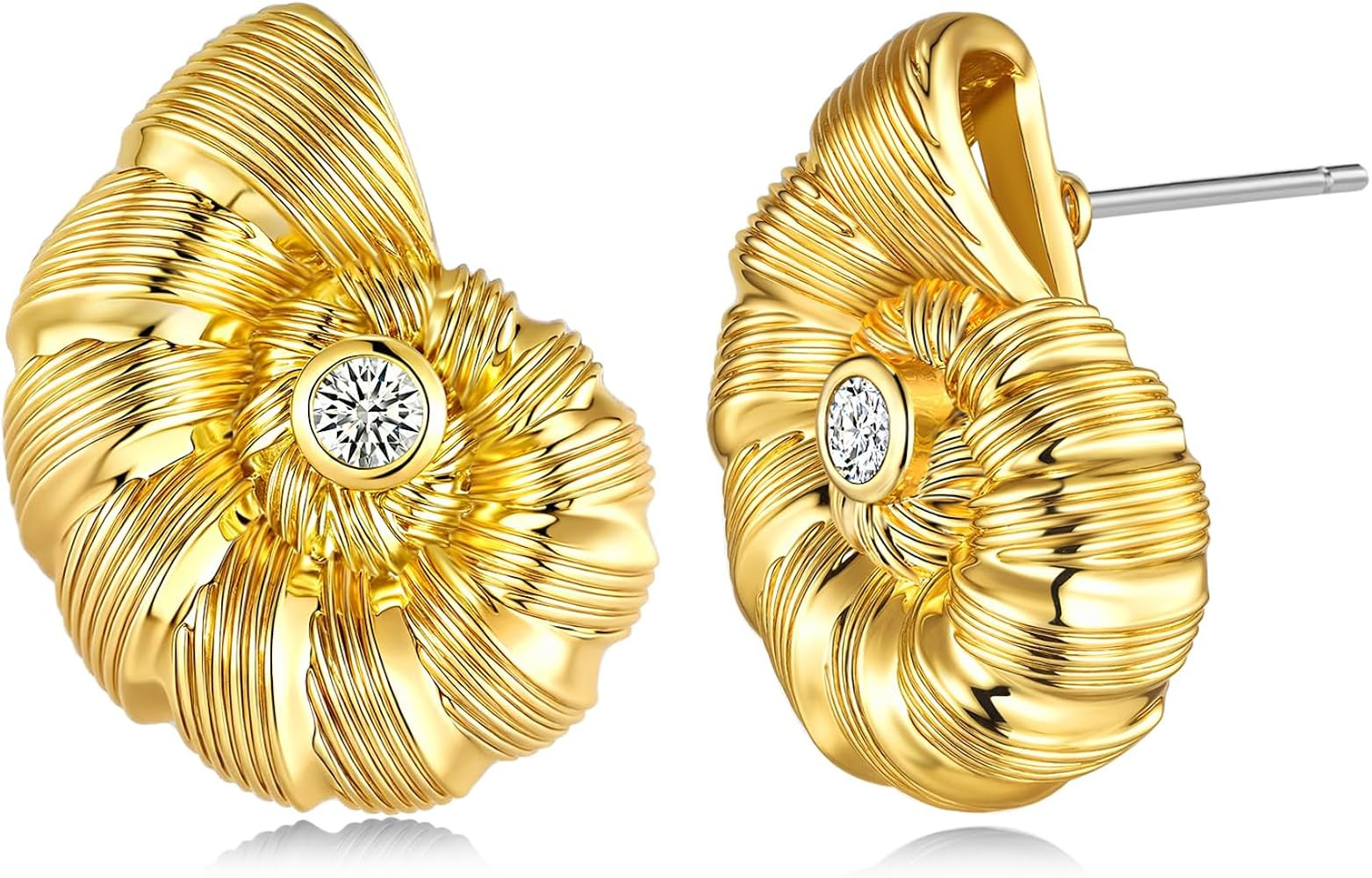 18K Gold Plated Mother of Pearl Flower Stud Statement Earrings for Women by SNGIA, Dainty Bold Re... | Amazon (US)