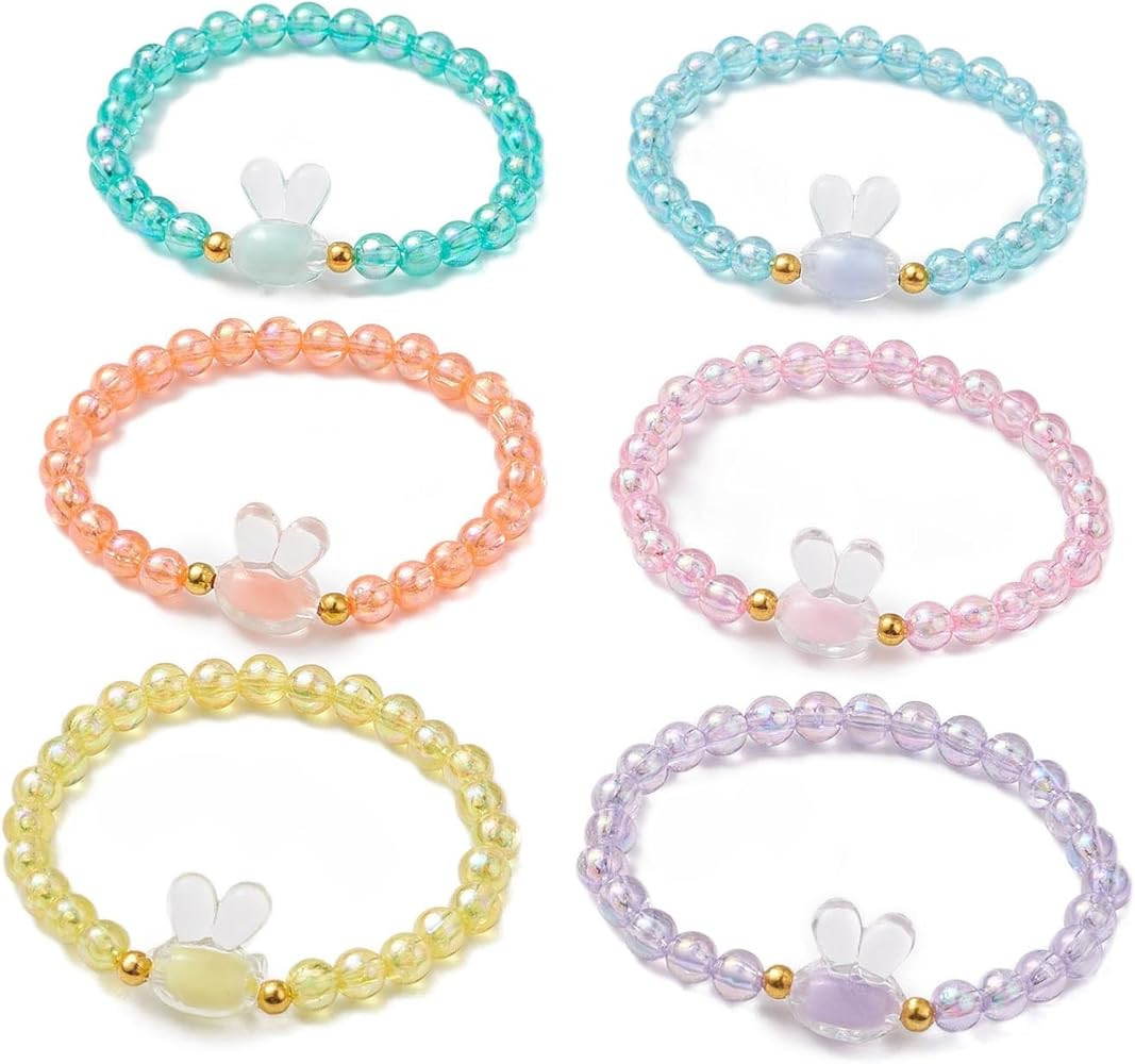 Easter Bracelet Rabbit Bunny Charm Wristlet Cute Rabbit Chick Egg Beaded Stretchable Bracelet for... | Amazon (US)