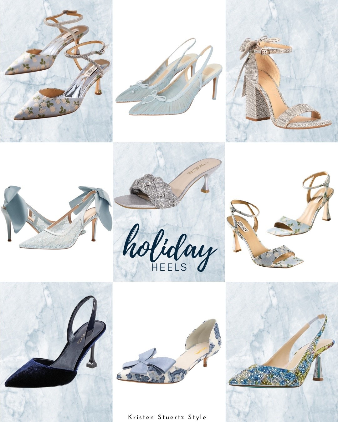 Icy winter holiday heels! I love this selection of sparkling silver and blue high heels. 

#winter outfits #shoes #heels #high heels #LTKshoecrush #holiday style 

#LTKHoliday