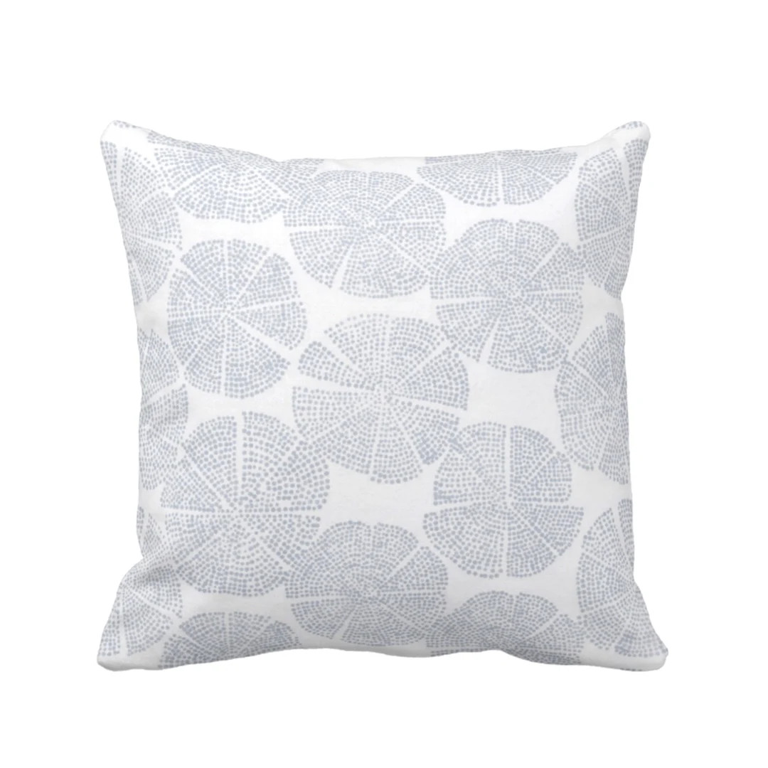 Block Print Throw Pillow or Cover, Geo/Circles Chambray/Off-White 16, 18, 20, 22, 26" Sq Pillows/... | Etsy (US)