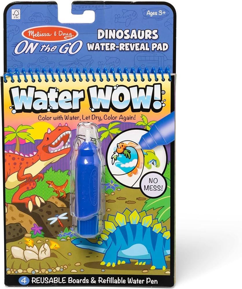 Melissa & Doug On The Go Water Wow! Reusable Water-Reveal Activity Pad – Dinsoaur Books, Stocki... | Amazon (US)