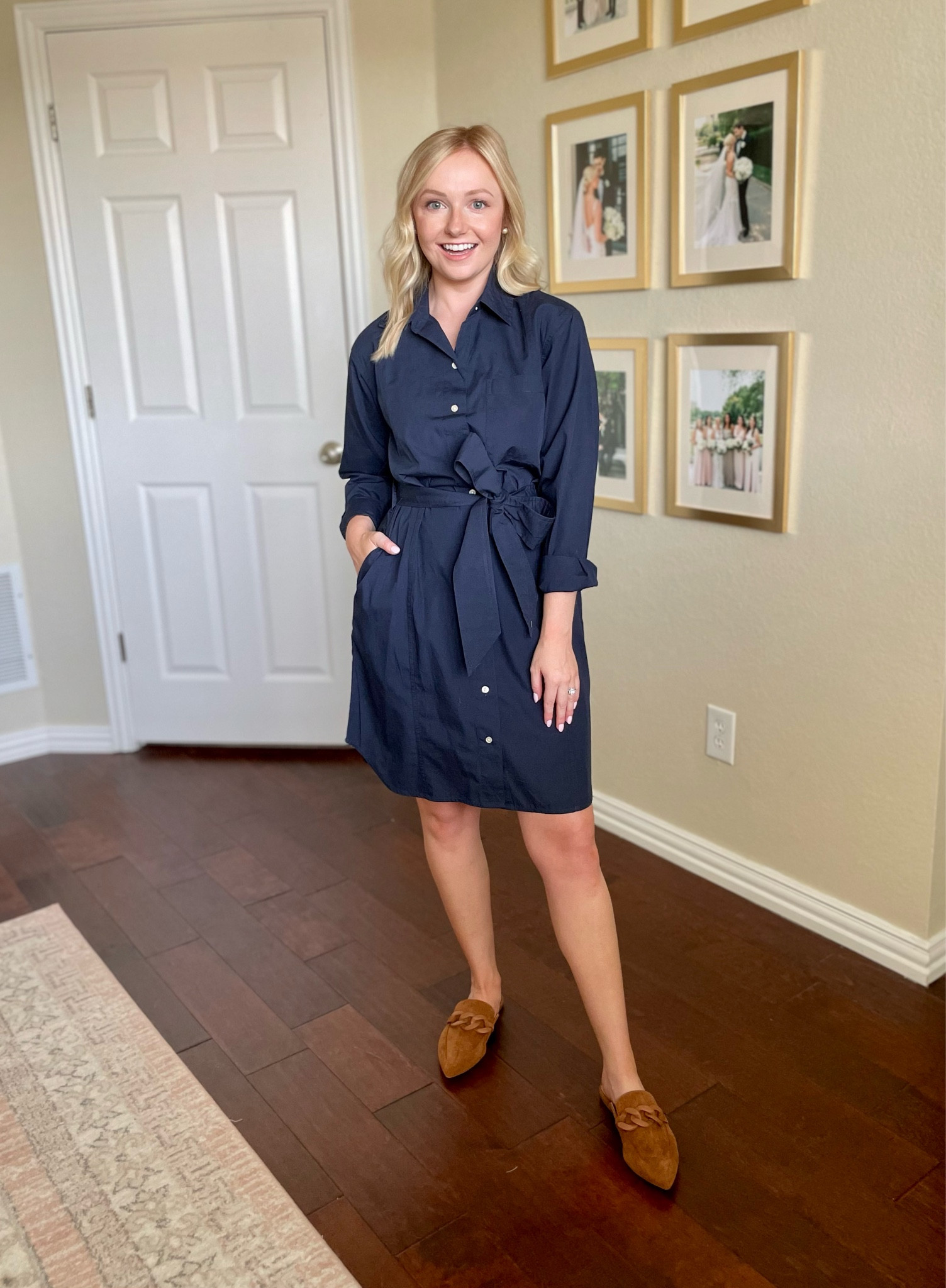Wearing an XS in dress and 6 in shoes | workwear, fall workwear, shirt dress, navy dress, teacher outfit, teacher ootd, fall dress, mules 

#LTKSeasonal #LTKFind #LTKBacktoSchool