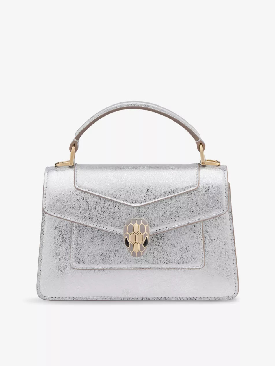 Serpenti Forever mini stud-embellished leather top-handle bag | Selfridges