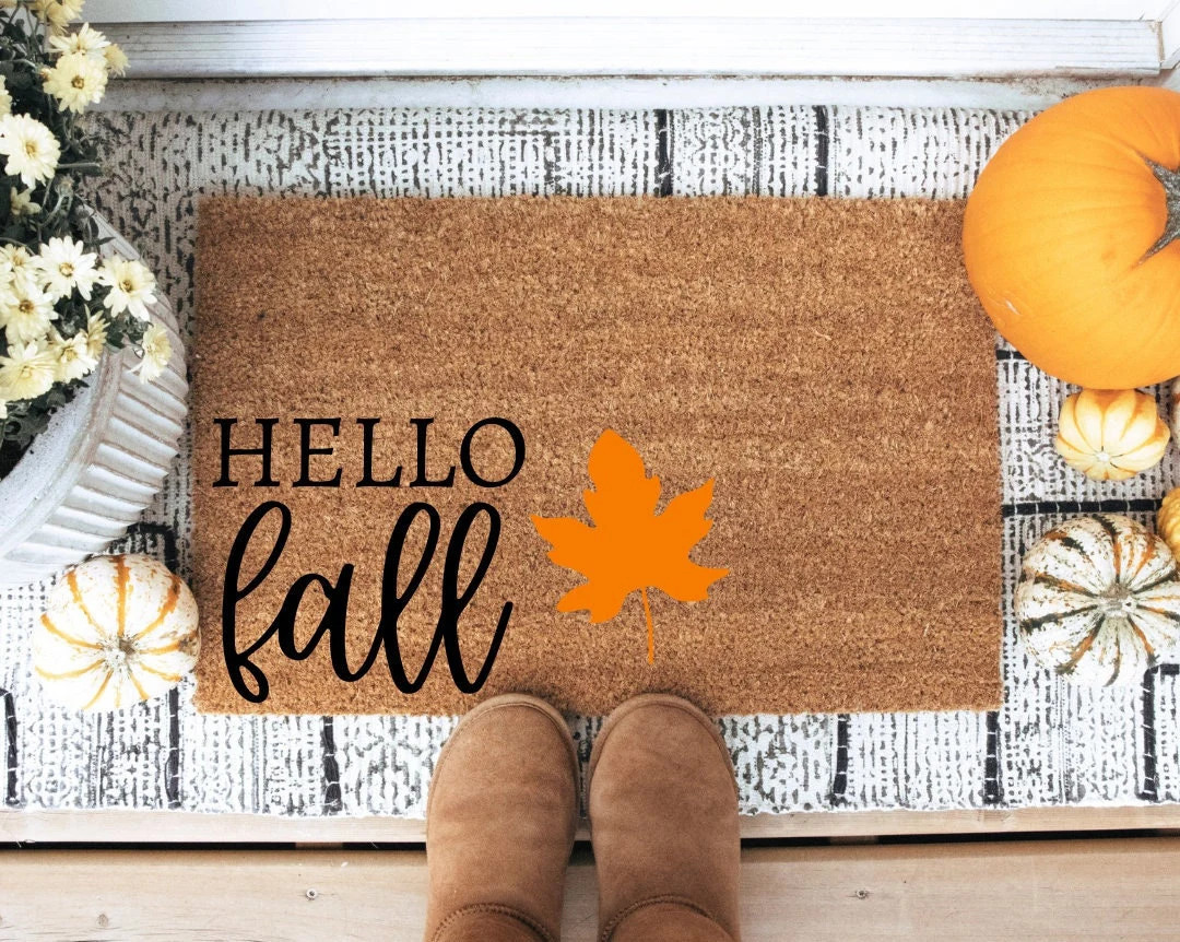 Hello Fall Doormat Fall Doormat Doormat Home Decor Fall Decor Front Porch Decor Leaf Doormat - Et... | Etsy (US)