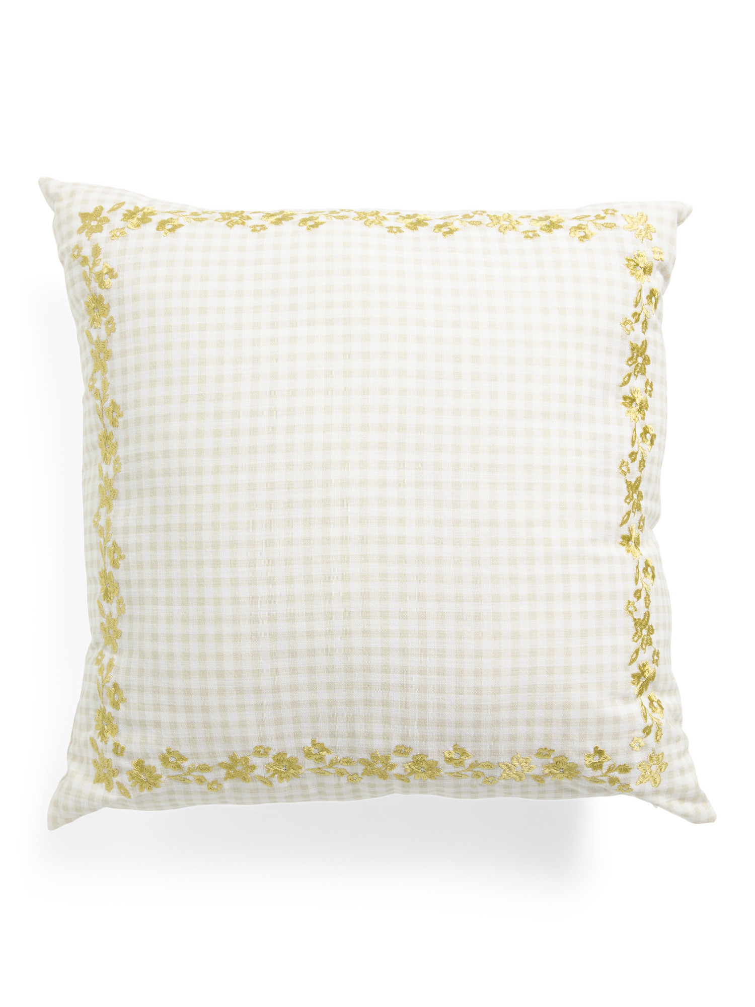 20x20 Gingham Floral Embroidered Pillow | Marshalls
