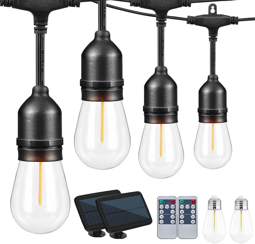 IPStank Solar String Lights Remote Control, 100FT Dimmable Outdoor String Lights, 32 Shatterproof... | Amazon (US)