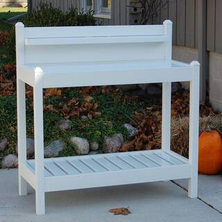 Dura-Trel 48 in. W x 19.5 in. D x 49 in. White Vinyl Greenfield Potting Bench 11203 - The Home De... | The Home Depot