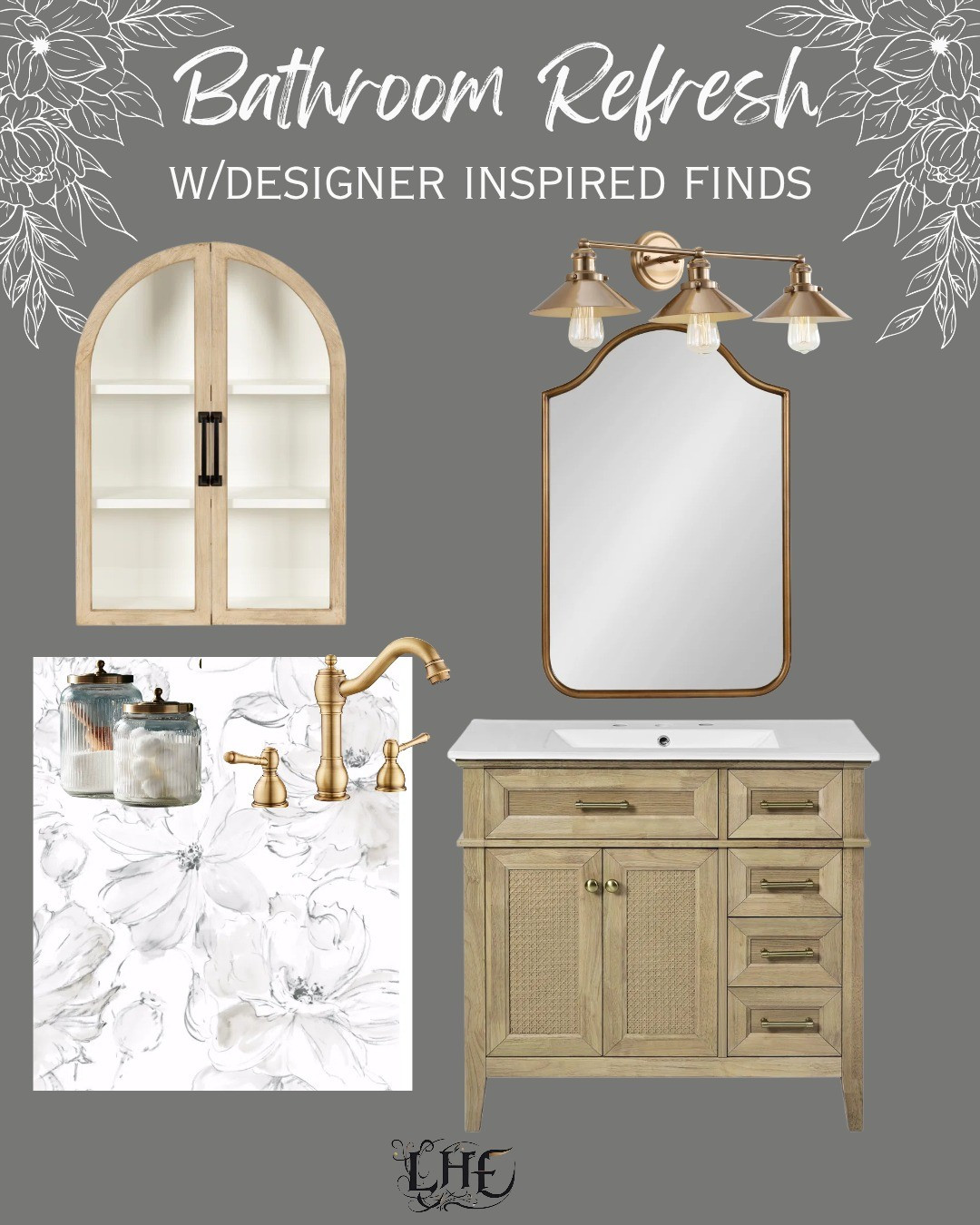 I'm looking to remodeling my half bath this spring. I wanted something classic and pretty 😍.  Here is my mood board for my upcoming Bathroom refresh! Shop these finds by clicking the thumbnails below 👇... bathroom, bathroom remodel, bathroom decor, bathroom vanity, vanity, bathroom refresh, designer inspired, designer looks for less, arched bathroom cabinet, bathroom cabinet, bathroom organization, bathroom storage, moody board, farmhouse bathroom, bathroom inspo 

#LTKHome #LTKSaleAlert #LTKStyleTip
