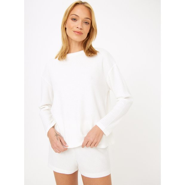 Buy White Waffle Pyjama Long Sleeve Top & Shorts Set M | Pyjamas | Tu | Tu Clothing