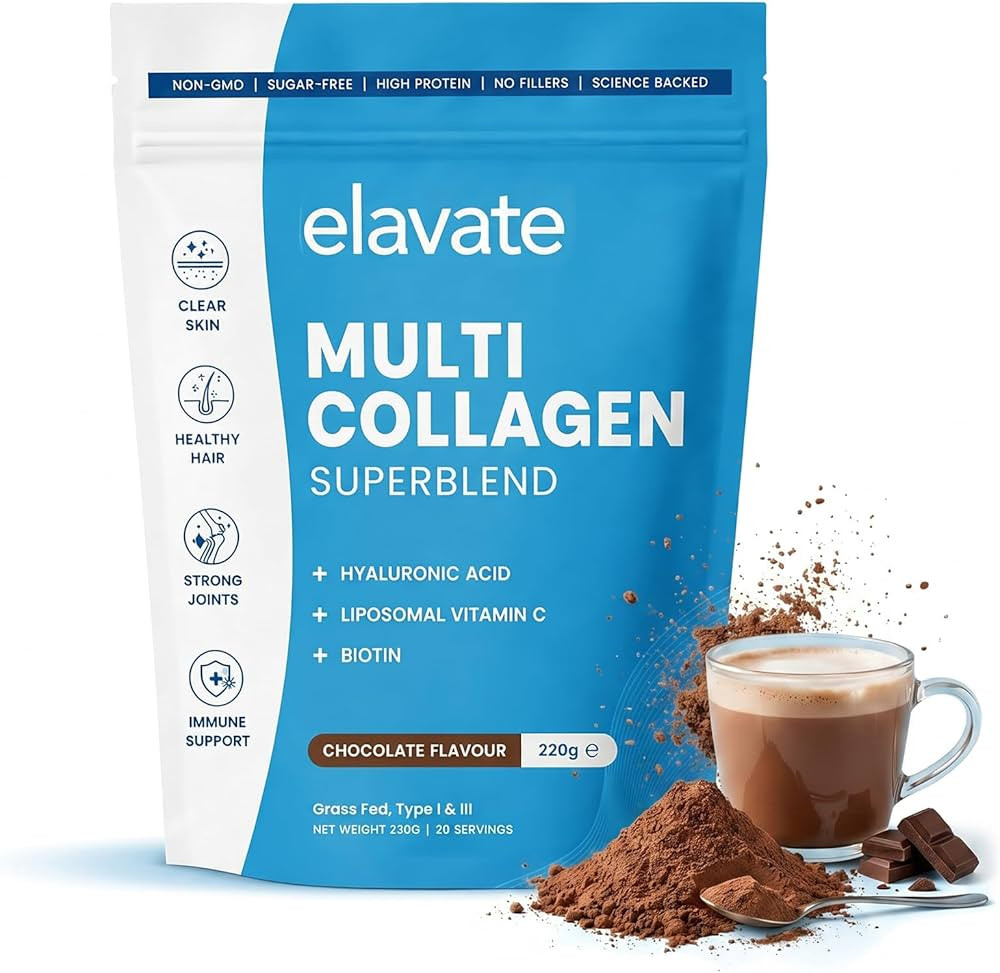 BUN BONS Elavate Multi Collagen Superblend Powder \u2013 Chocolate Flavor \u2013 220g Sugar Free ... | Amazon (US)