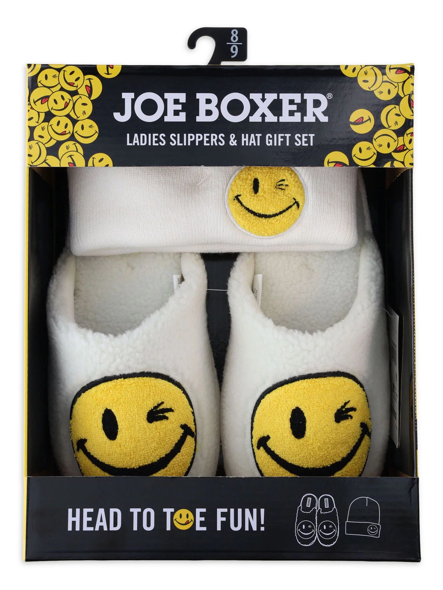 Joe Boxer Women's Smiley Face Slipper & Hat Gift Set - Walmart.com | Walmart (US)