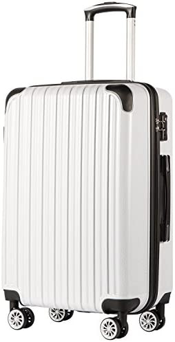 COOLIFE Luggage Expandable(only 28") Suitcase PC+ABS Spinner 20in 24in 28in Carry on (White Grid ... | Amazon (US)